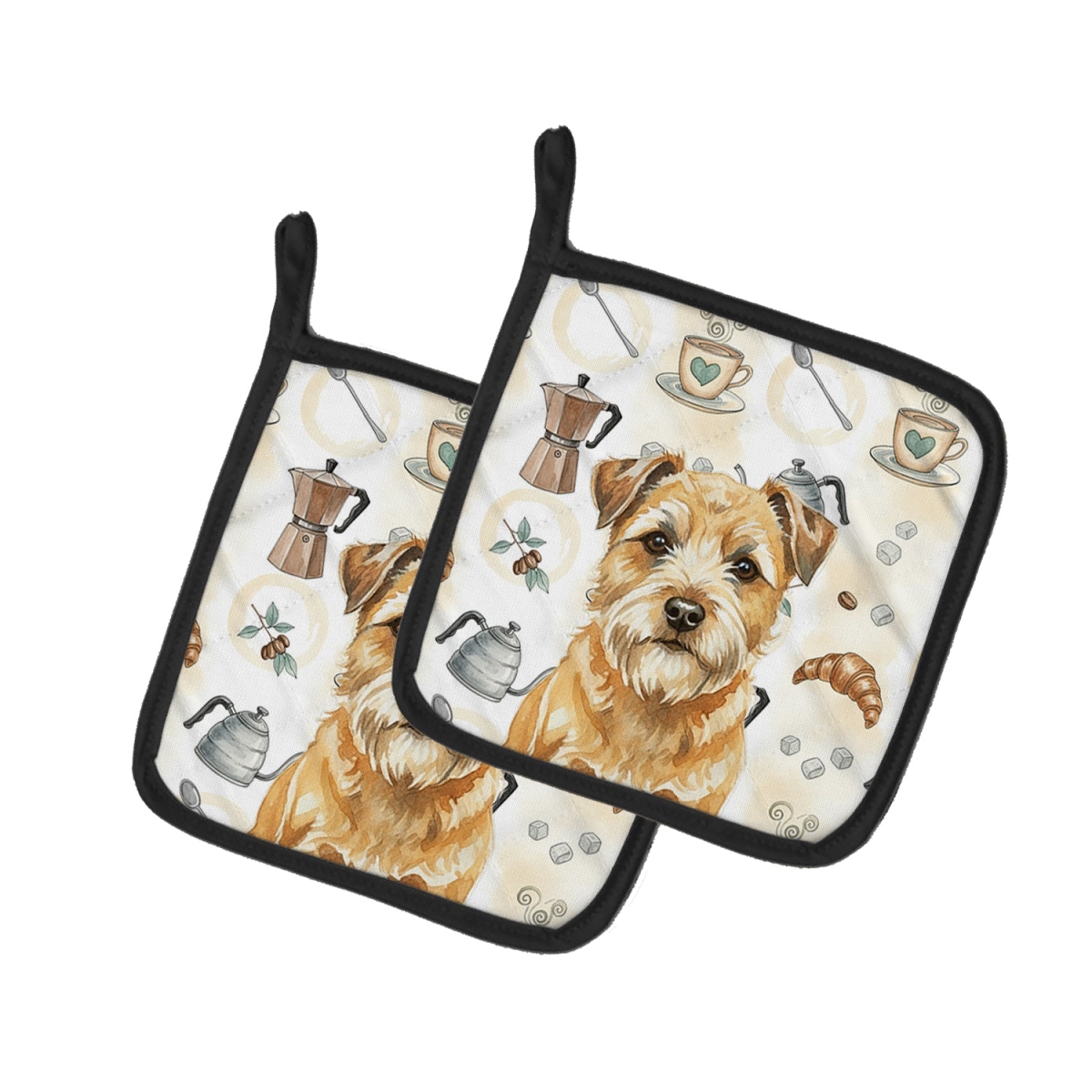 Picture of Carolines Treasures WDK7328PTHD 7.5 x 7.5 in. Wheaten Border Terrier Coffee Bar Pair of Pot Holders