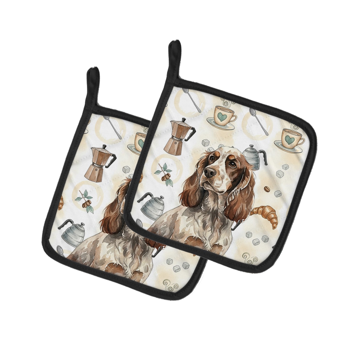 Picture of Carolines Treasures WDK7421PTHD 7.5 x 7.5 in. Liver Roan English Cocker Spaniel Coffee Bar Pair of Pot Holders