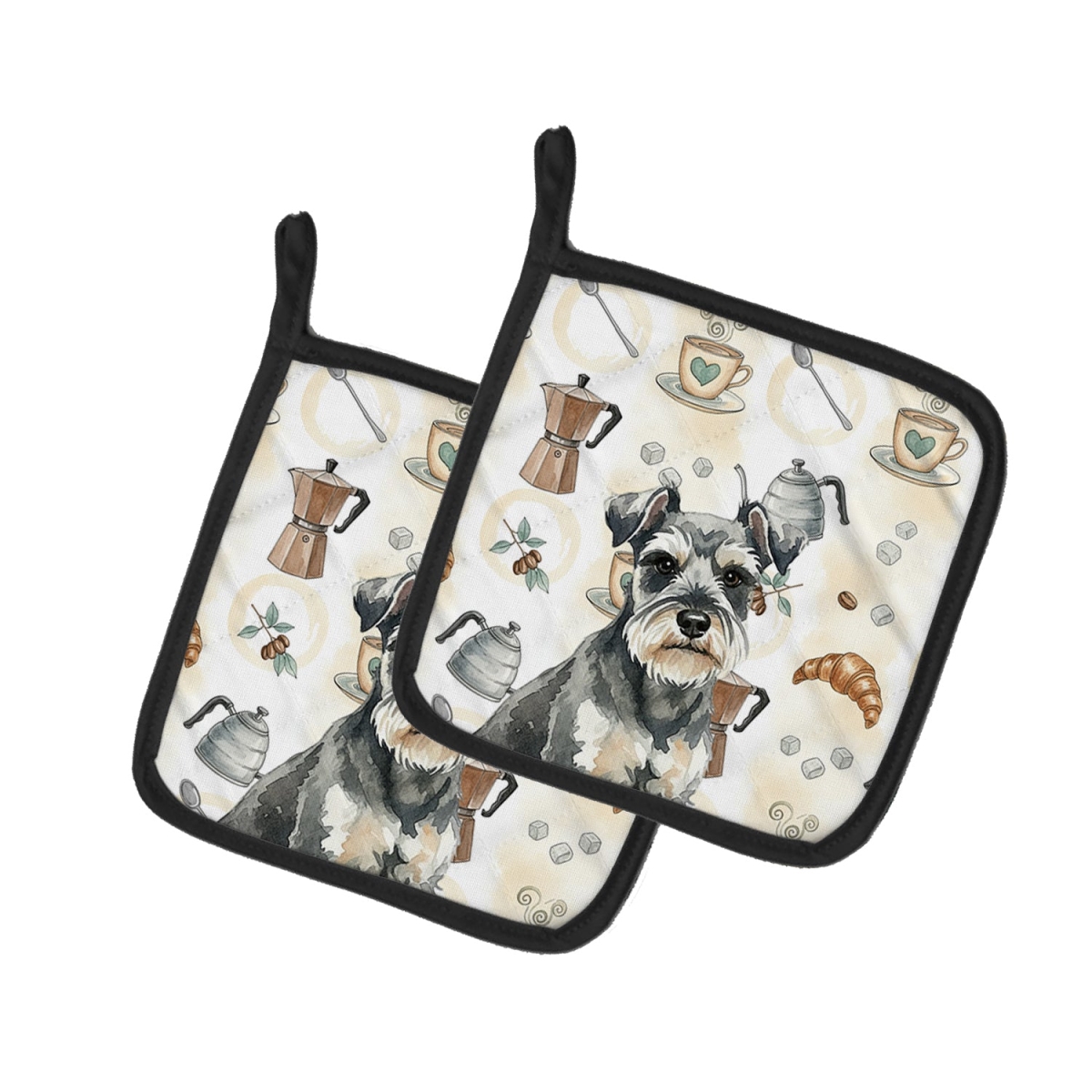 Picture of Carolines Treasures WDK7519PTHD 7.5 x 7.5 in. Miniature Schnauzer Coffee Bar Pair of Pot Holders