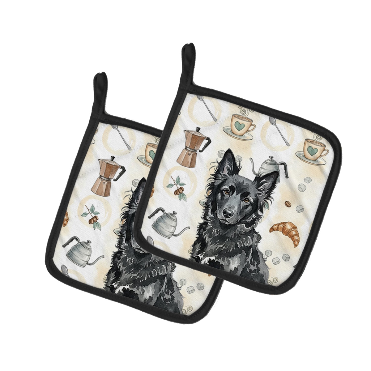 Picture of Carolines Treasures WDK7520PTHD 7.5 x 7.5 in. Mudi Coffee Bar Pair of Pot Holders