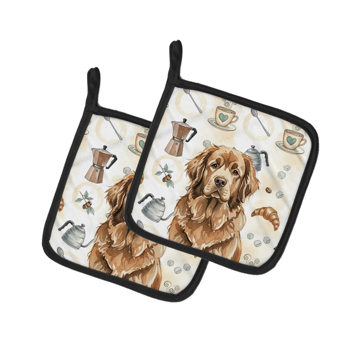 Picture of Carolines Treasures WDK7525PTHD 7.5 x 7.5 in. Brown Found Land Coffee Bar Pair of Pot Holders