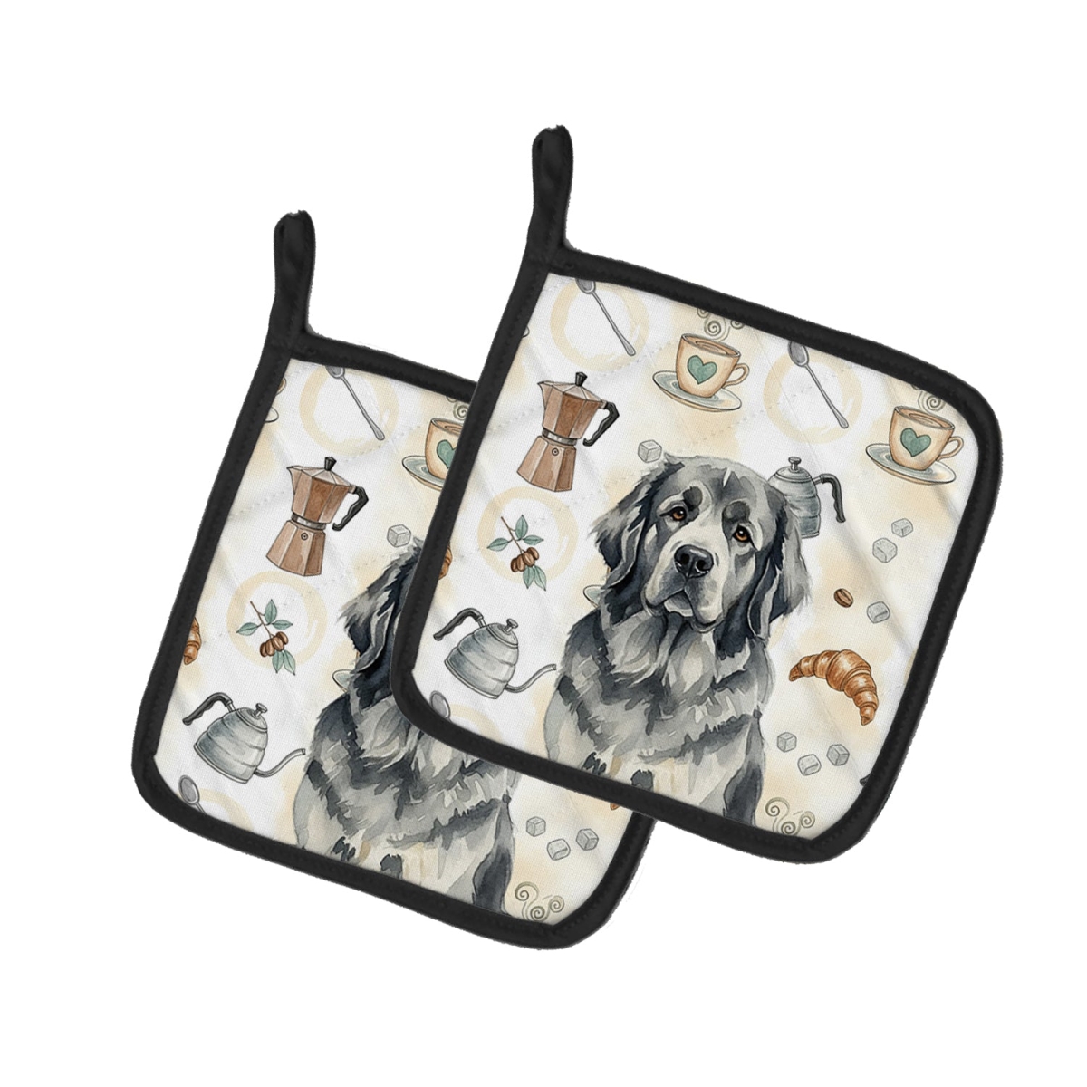 Picture of Carolines Treasures WDK7526PTHD 7.5 x 7.5 in. Gray Found Land Coffee Bar Pair of Pot Holders