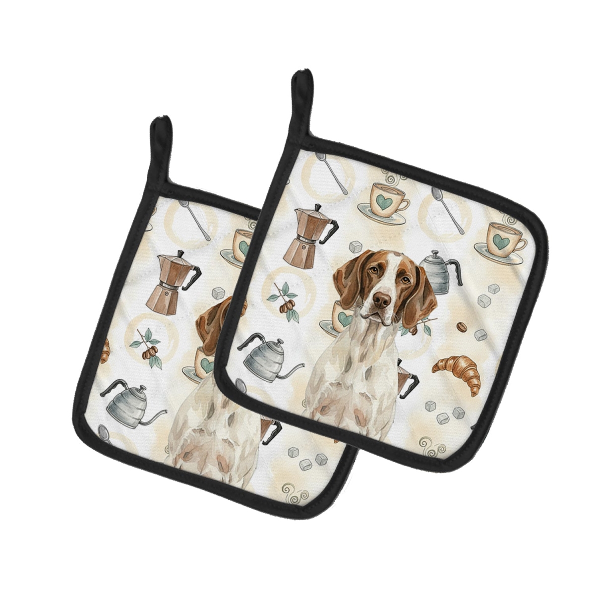 Picture of Carolines Treasures WDK7555PTHD 7.5 x 7.5 in. Liver & White Pointer Coffee Bar Pair of Pot Holders