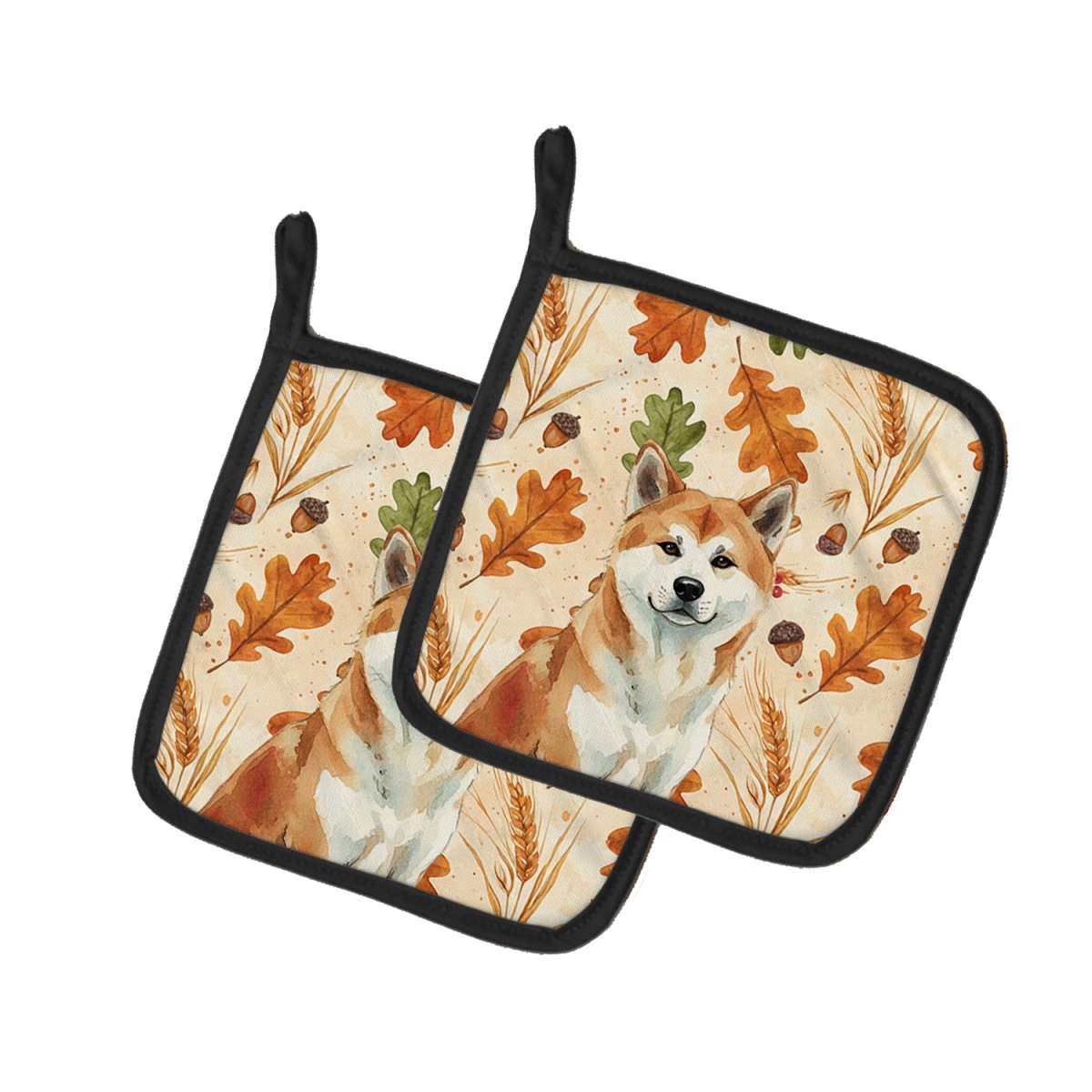 Picture of Carolines Treasures WDK7670PTHD 7.5 x 7.5 in. Red Akita Heirloom Fall Pair of Pot Holders