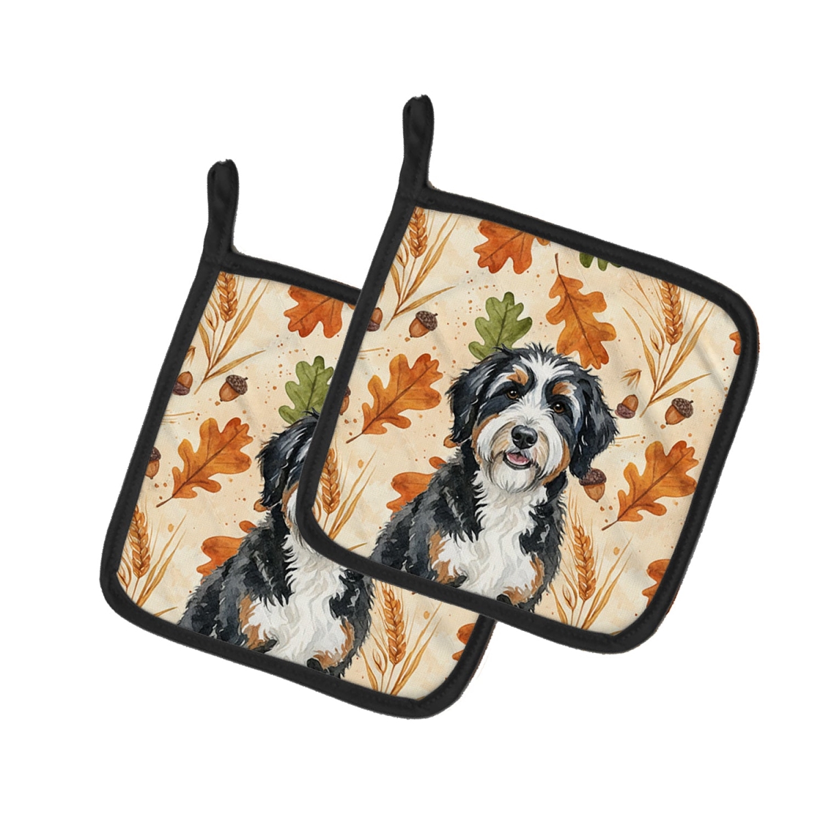 Picture of Carolines Treasures WDK7712PTHD 7.5 x 7.5 in. Bern Doodle Heirloom Fall Pair of Pot Holders