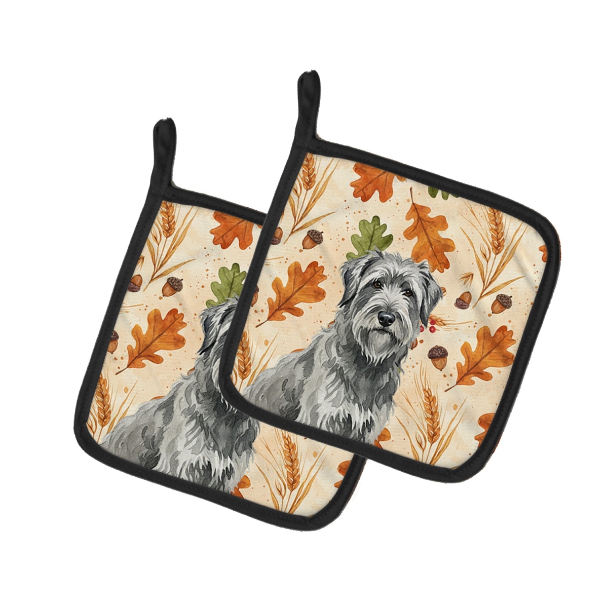 Picture of Carolines Treasures WDK7741PTHD 7.5 x 7.5 in. Gray Briard Heirloom Fall Pair of Pot Holders