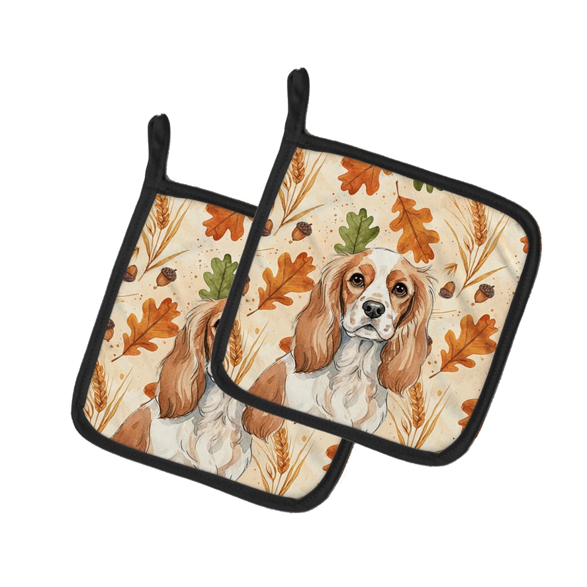 Picture of Carolines Treasures WDK7763PTHD 7.5 x 7.5 in. Blenheim Cavalier Spaniel Heirloom Fall Pair of Pot Holders