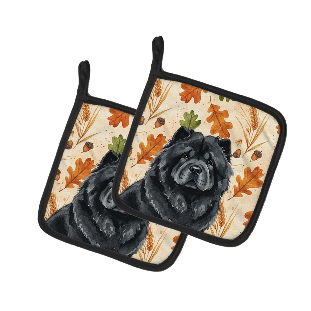 Picture of Carolines Treasures WDK7777PTHD 7.5 x 7.5 in. Black Chow-Chow Heirloom Fall Pair of Pot Holders