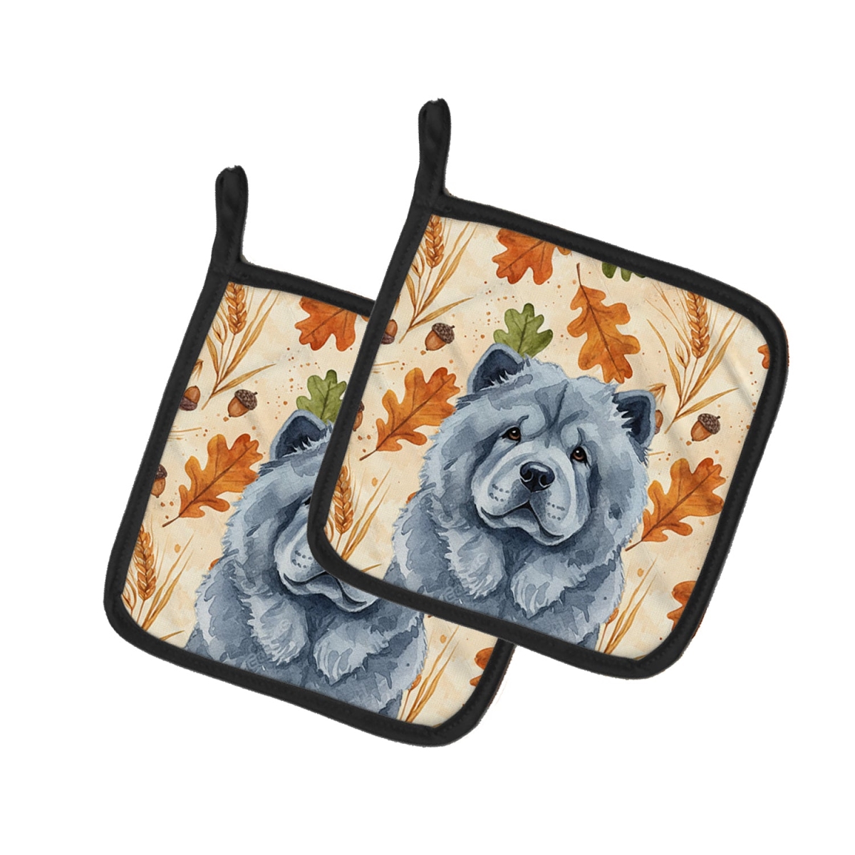 Picture of Carolines Treasures WDK7778PTHD 7.5 x 7.5 in. Blue Chow-Chow Heirloom Fall Pair of Pot Holders