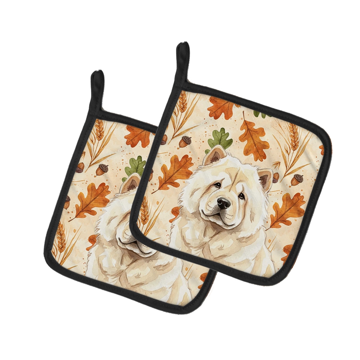 Picture of Carolines Treasures WDK7779PTHD 7.5 x 7.5 in. Cream Chow-Chow Heirloom Fall Pair of Pot Holders