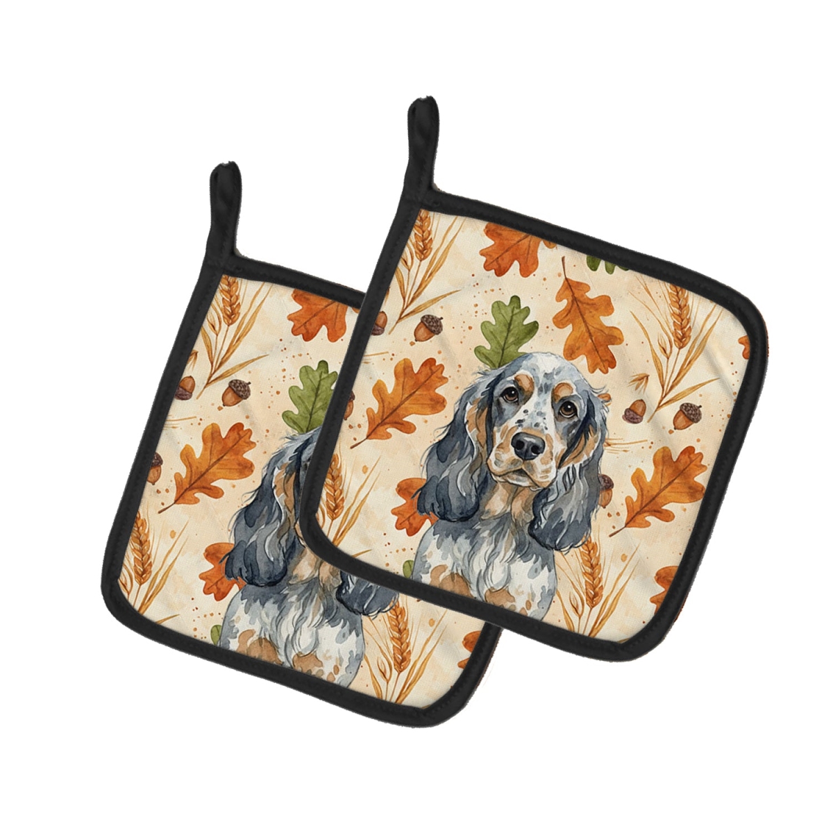 Picture of Carolines Treasures WDK7817PTHD 7.5 x 7.5 in. Blue Roan & Tan English Cocker Spaniel Heirloom Fall Pair of Pot Holders