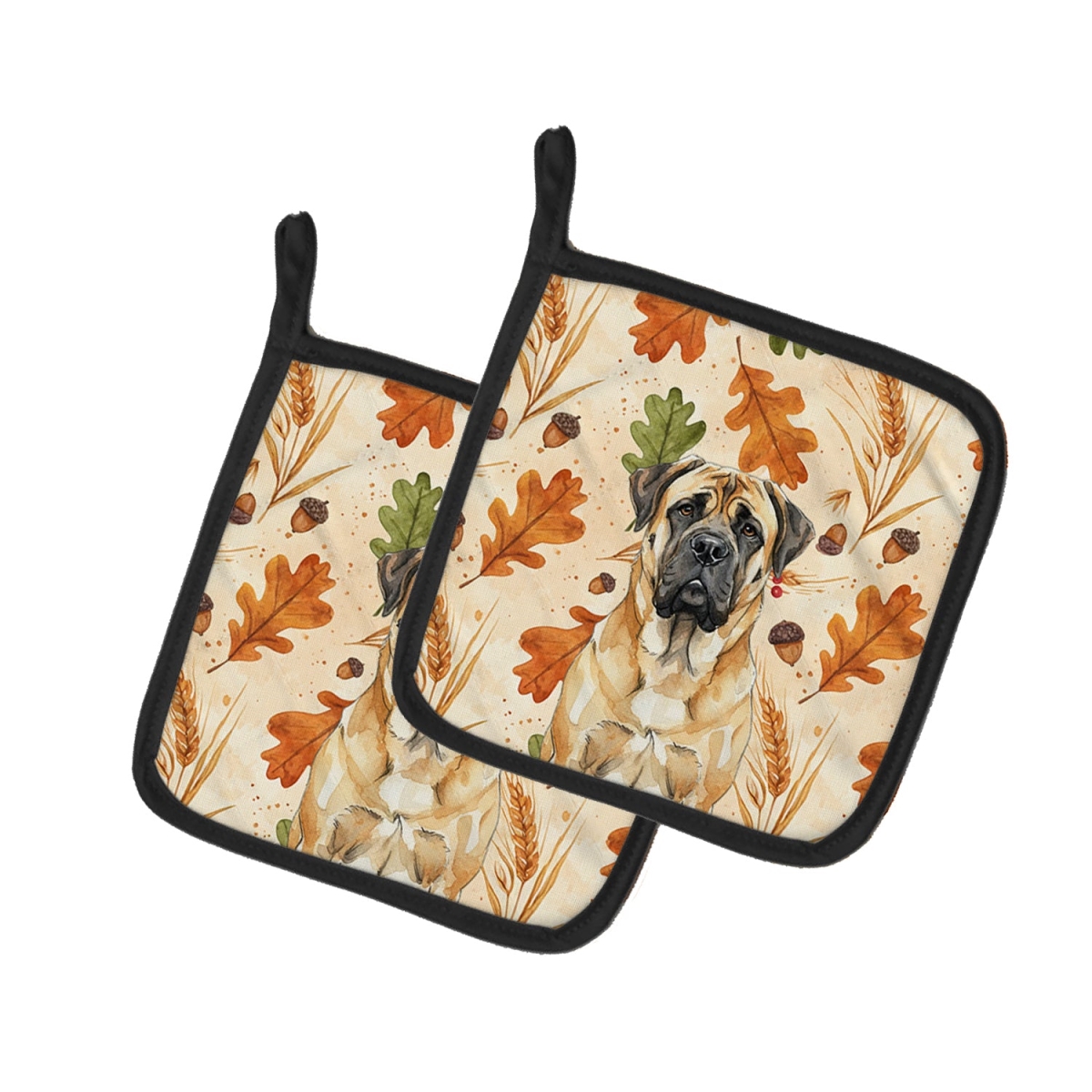 Picture of Carolines Treasures WDK7910PTHD 7.5 x 7.5 in. Fawn Mastiff Heirloom Fall Pair of Pot Holders