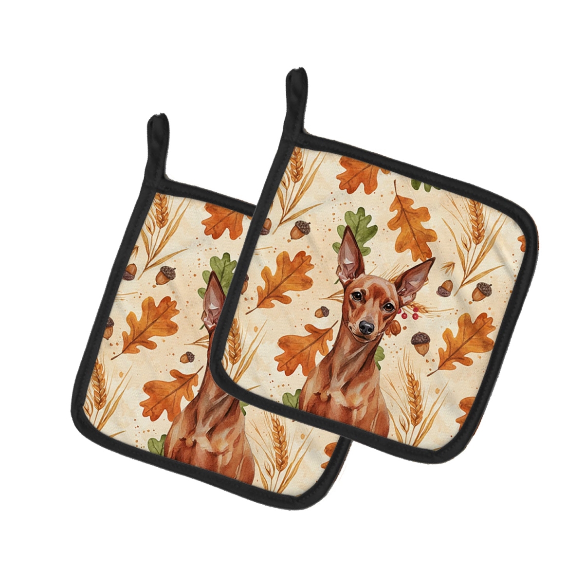Picture of Carolines Treasures WDK7916PTHD 7.5 x 7.5 in. Red Miniature Pinscher Min Pin Heirloom Fall Pair of Pot Holders
