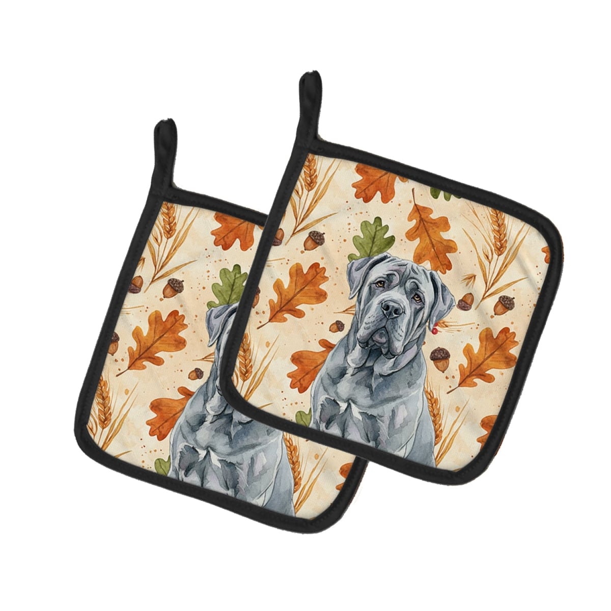 Picture of Carolines Treasures WDK7922PTHD 7.5 x 7.5 in. Blue Neapolitan Mastiff Heirloom Fall Pair of Pot Holders