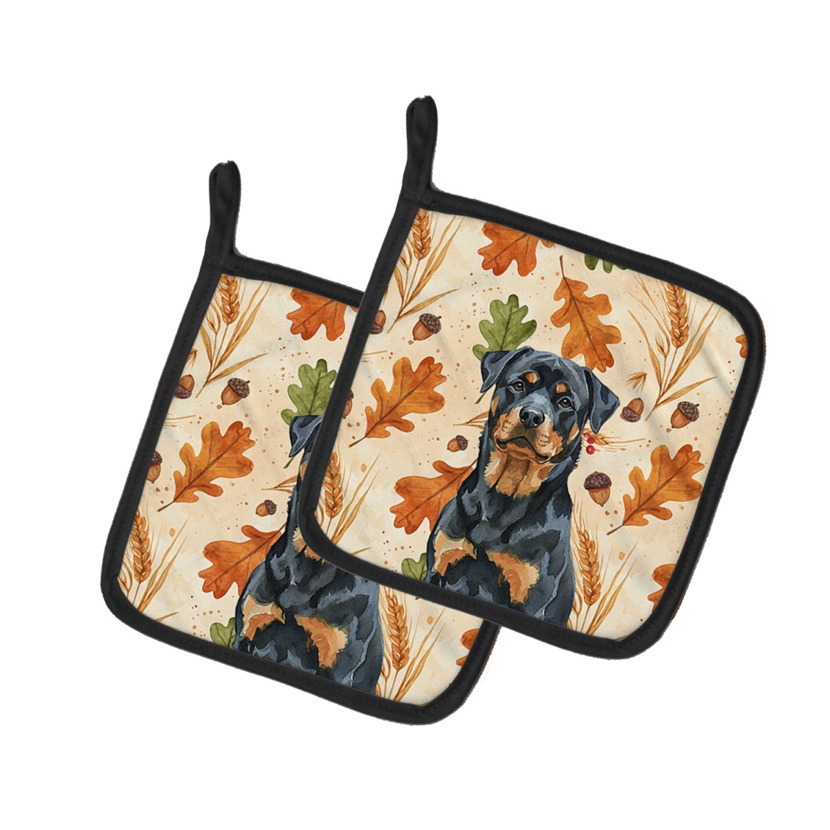 Picture of Carolines Treasures WDK7987PTHD 7.5 x 7.5 in. Rottweiler Heirloom Fall Pair of Pot Holders