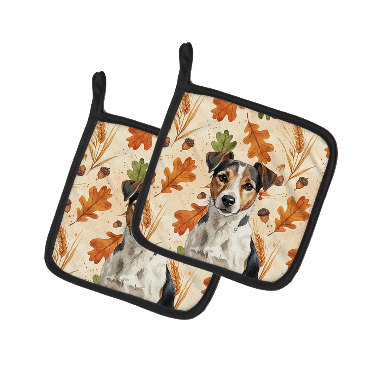Picture of Carolines Treasures WDK7988PTHD 7.5 x 7.5 in. Tricolor Russell Terrier Heirloom Fall Pair of Pot Holders