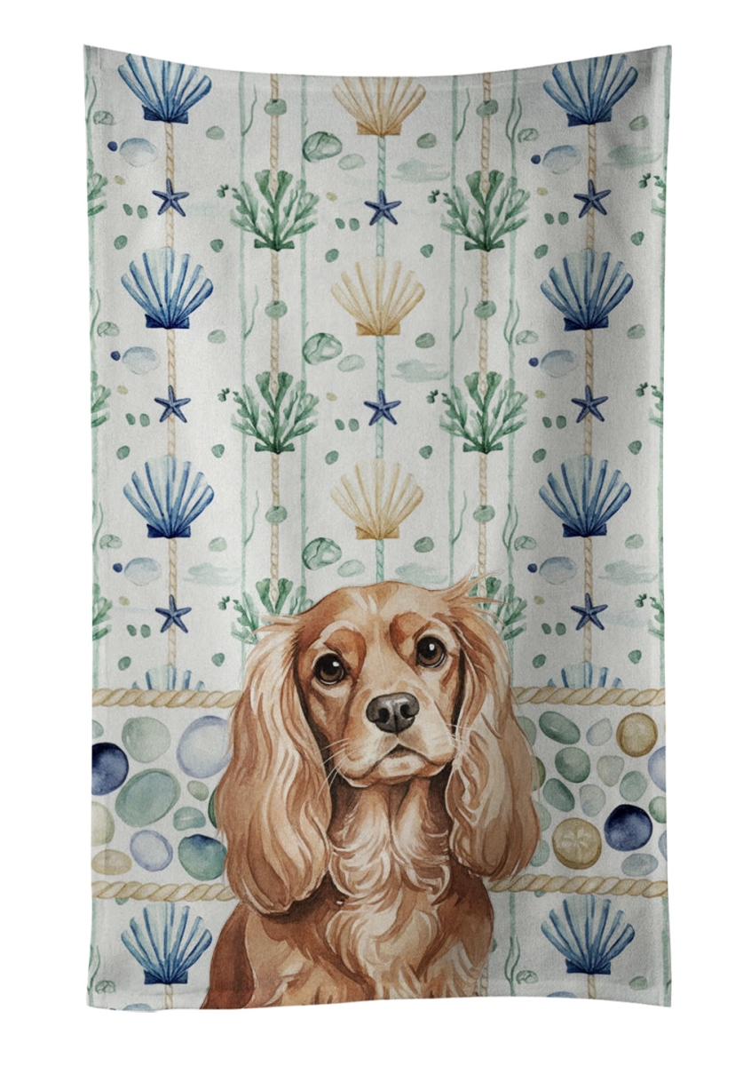 WDK6964KTWL 25 x 15 in. Ruby Cavalier Spaniel Coastal Sea Glass Kitchen Towel