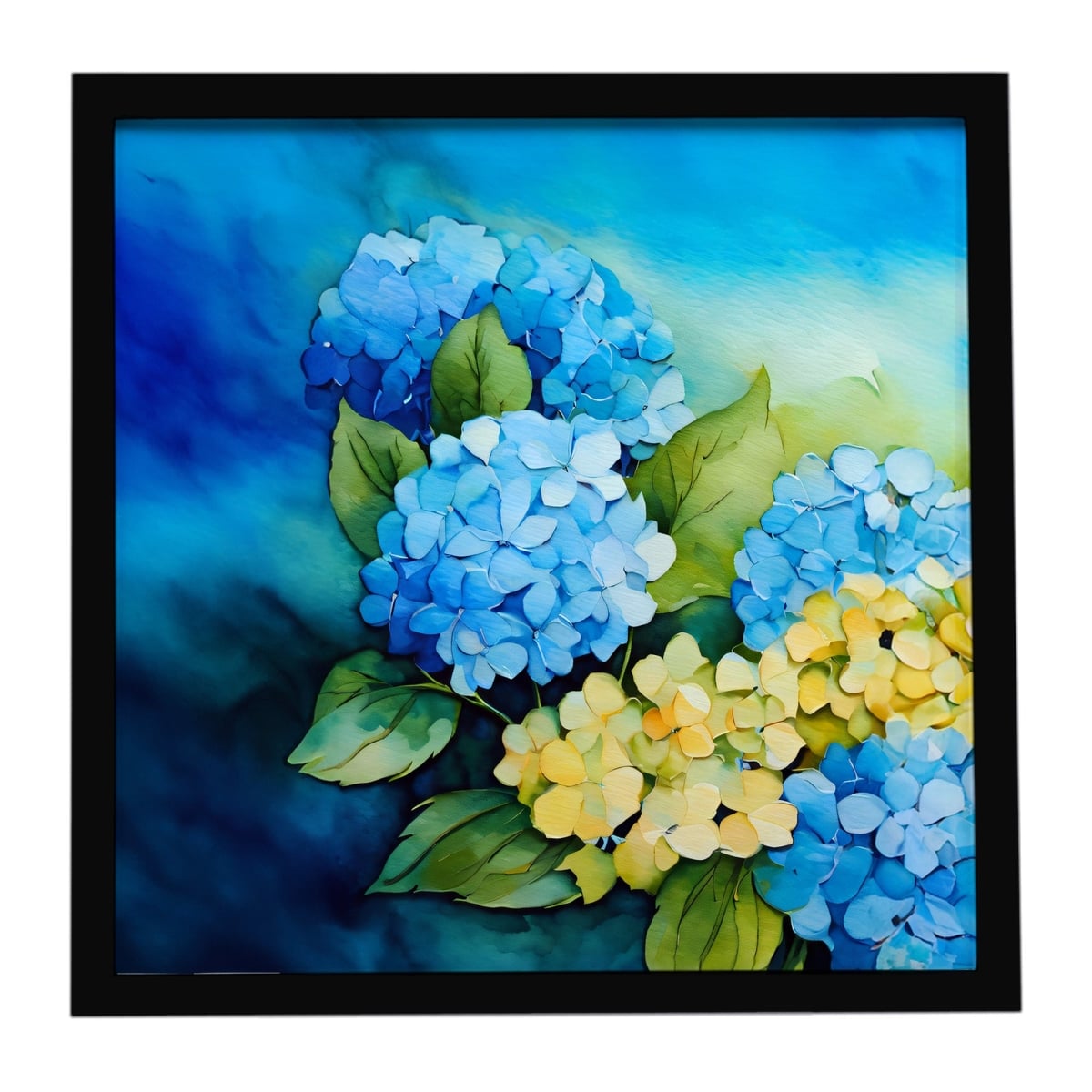 DAC1578MFP88 8 x 8 in. Hydrangeas in Watercolor Framed Metal Print