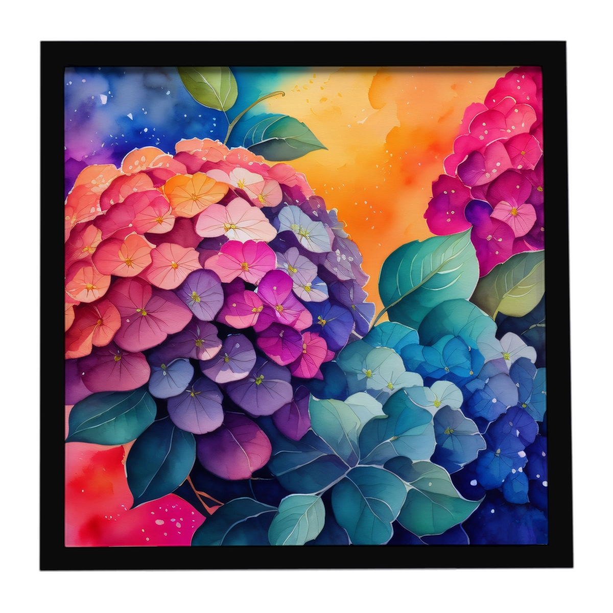 DAC1964MFP88 8 x 8 in. Colorful Hydrangeas Framed Metal Print
