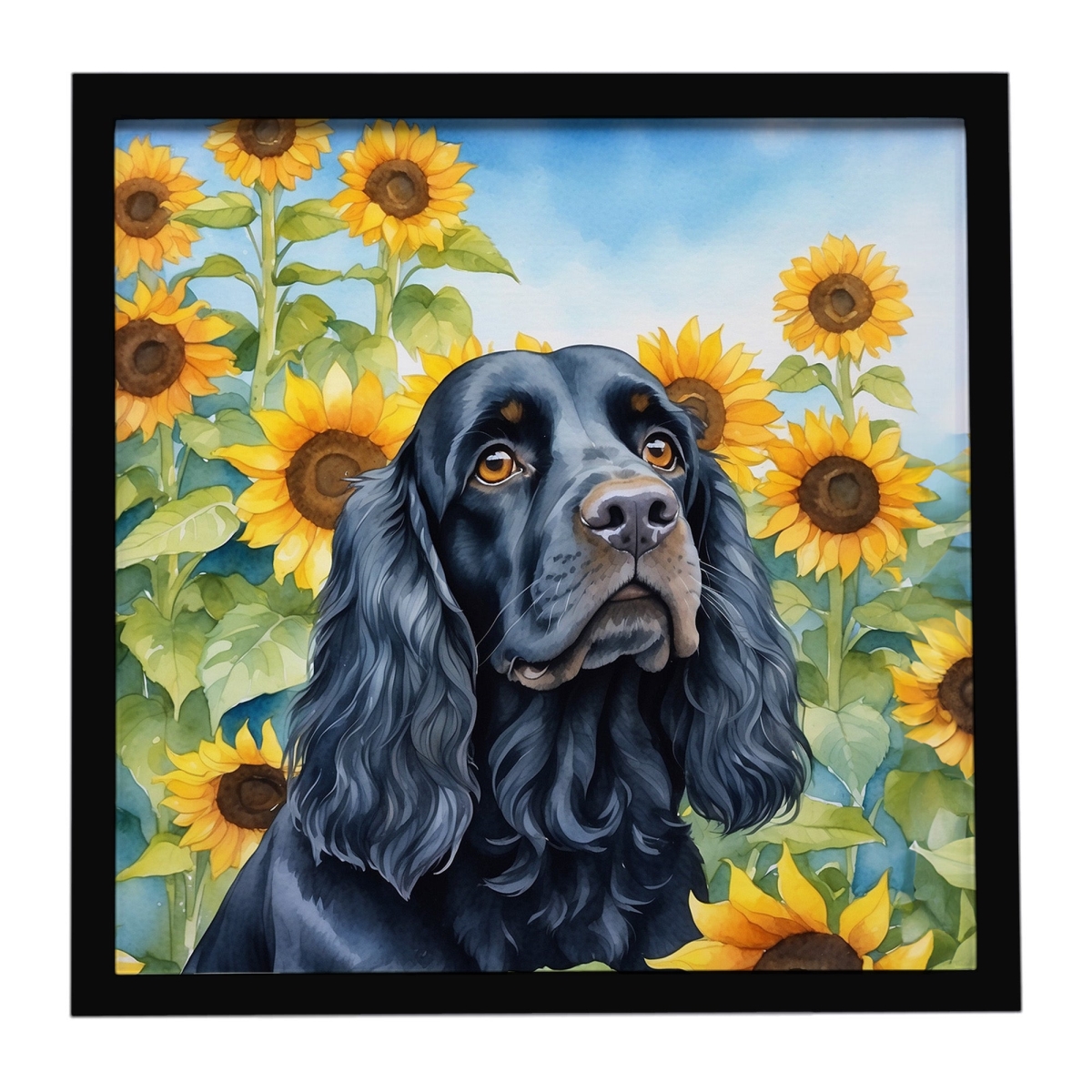 DAC6060MFP88 8 x 8 in. Cocker Spaniel in Sunflowers Framed Metal Print