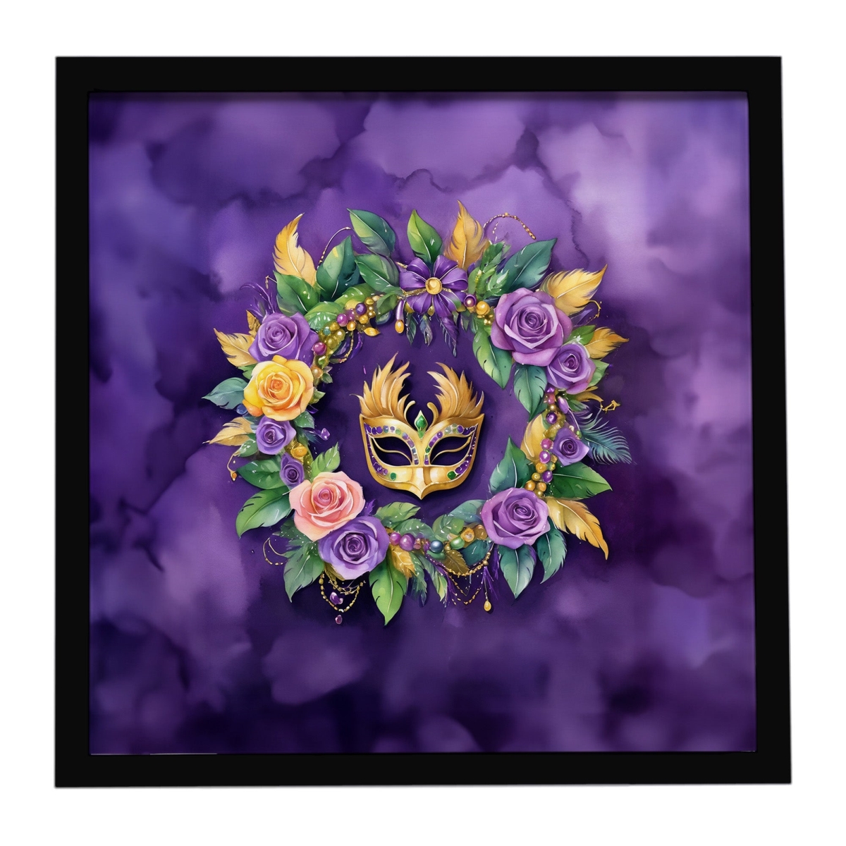 DAC5251MFP88 8 x 8 in. Wreath Mardi Gras Framed Metal Print