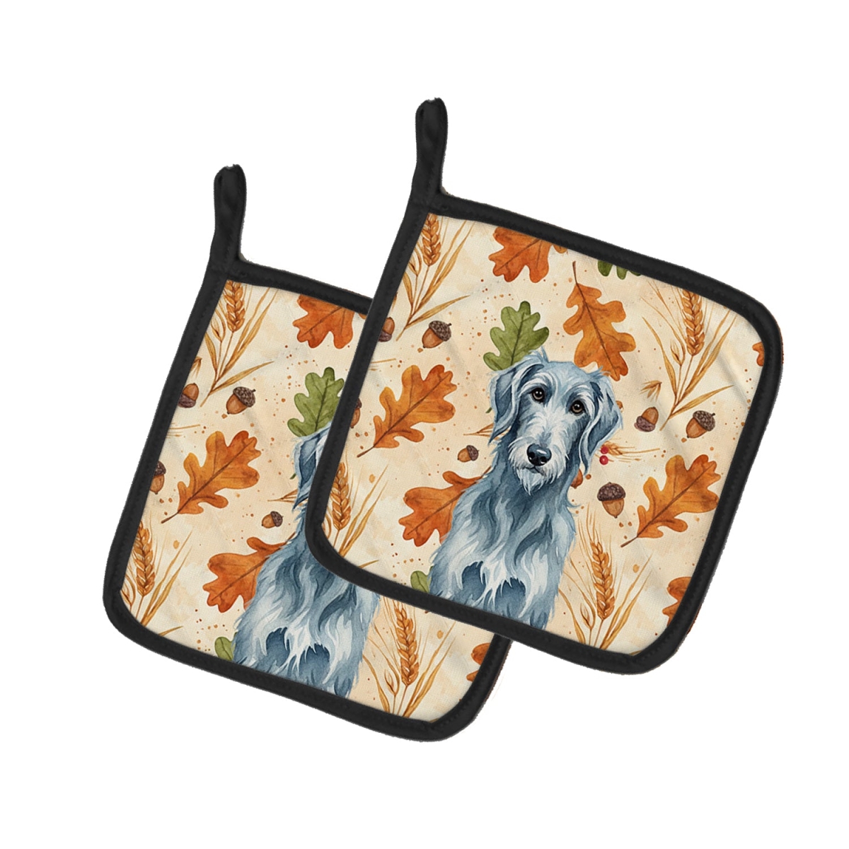 Picture of Carolines Treasures WDK8002PTHD 7.5 x 7.5 in. Blue-Gray Scottish Deerhound Heirloom Fall Pair of Pot Holders