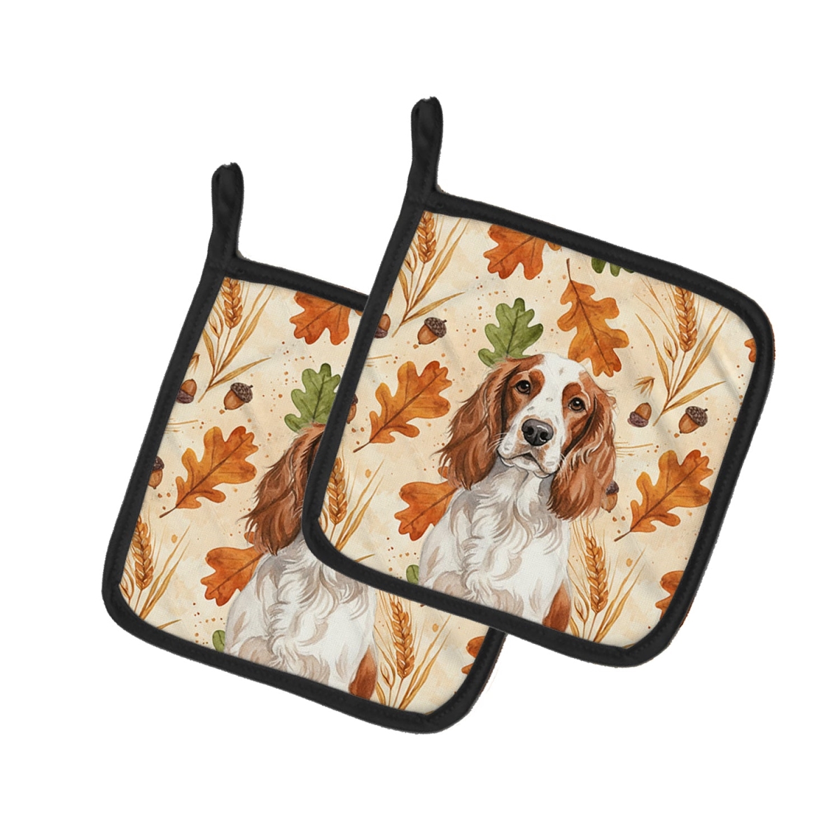 Picture of Carolines Treasures WDK8048PTHD 7.5 x 7.5 in. Welsh Springer Spaniel Heirloom Fall Pair of Pot Holders