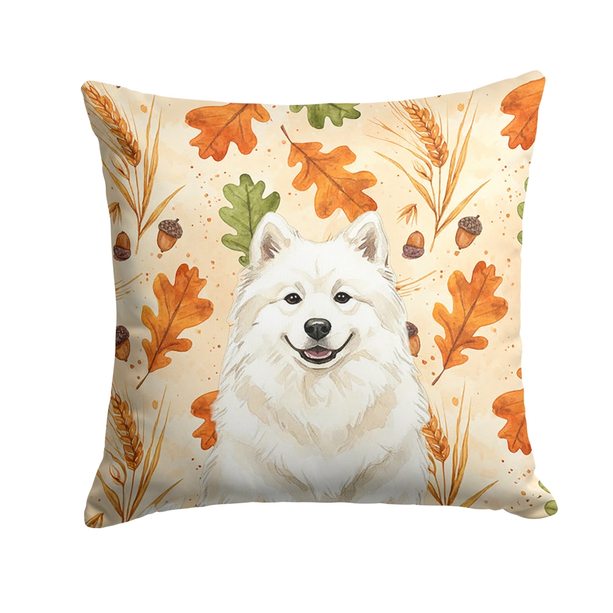 WDK7998PW1818 18 x 18 in. Cream Samoyed Heirloom Fall Throw Pillow