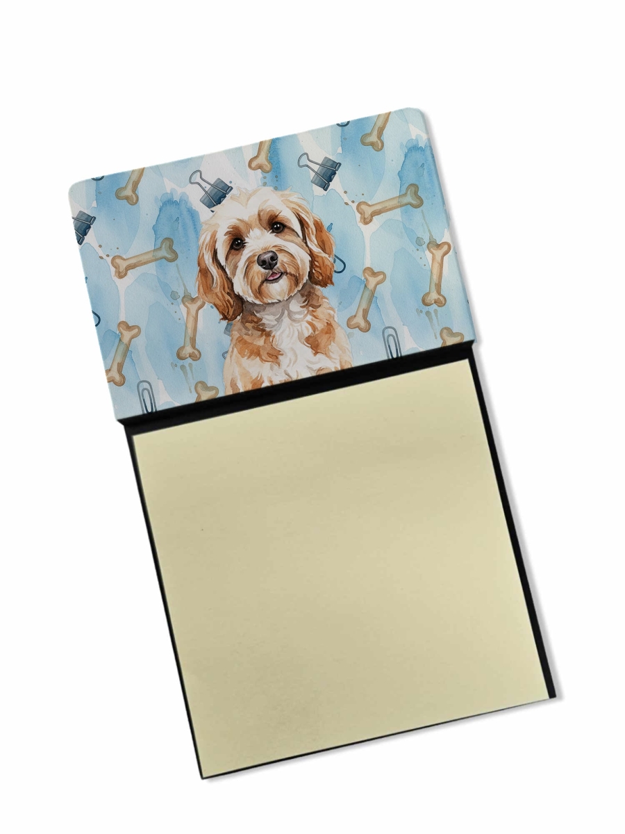 DAC9226SN 5.25 x 3.25 in. Cavapoo Coworker Watercolor Sticky Note Holder - Blue