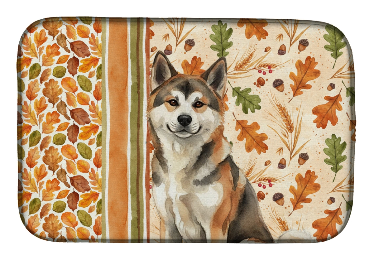 Picture of Carolines Treasures WDK7671DDM 21 x 14 in. Sesame Akita Heirloom Fall Dish Drying Mat - Multi Color