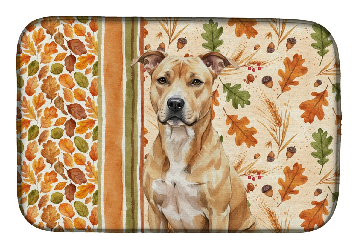 Picture of Carolines Treasures WDK7684DDM 21 x 14 in. Fawn American Staffordshire Terrier Heirloom Fall Dish Drying Mat - Multi Color