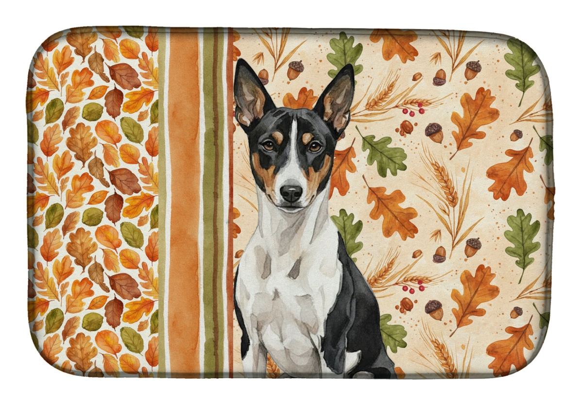 Picture of Carolines Treasures WDK7692DDM 21 x 14 in. Black & White Basenji Heirloom Fall Dish Drying Mat - Multi Color