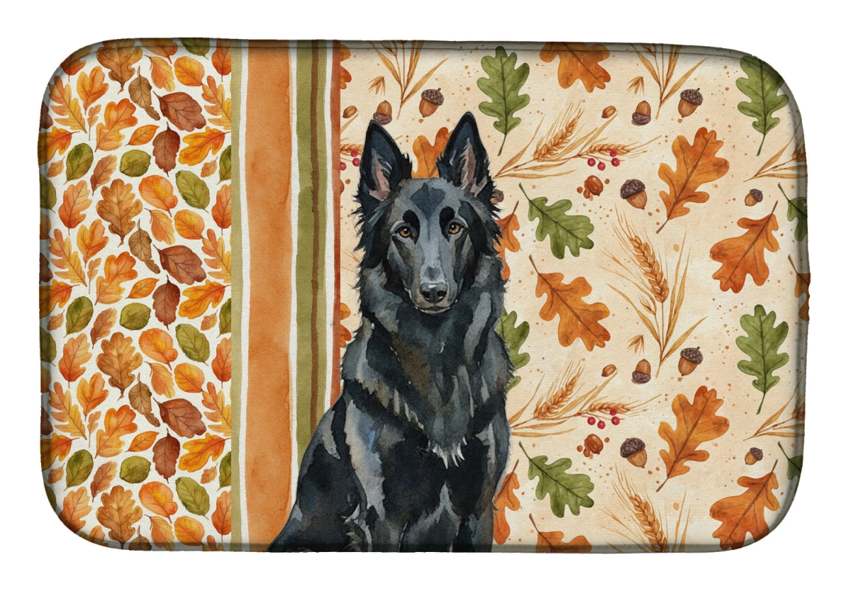 Picture of Carolines Treasures WDK7710DDM 21 x 14 in. Belgian Sheepdog Groenendael Heirloom Fall Dish Drying Mat - Multi Color