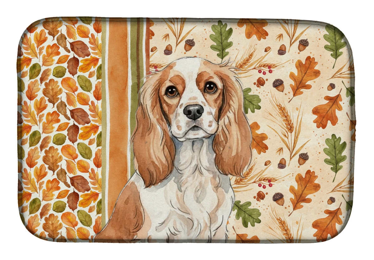 Picture of Carolines Treasures WDK7763DDM 21 x 14 in. Blenheim Cavalier Spaniel Heirloom Fall Dish Drying Mat - Multi Color