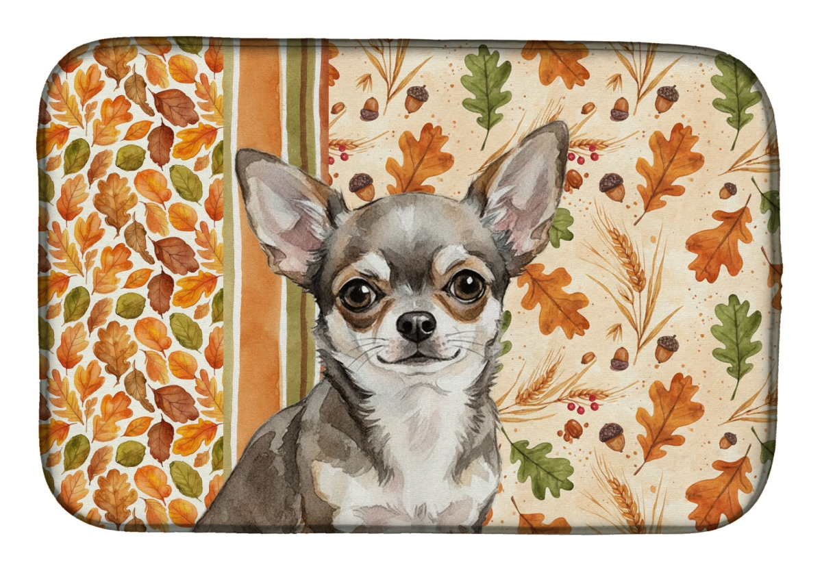 Picture of Carolines Treasures WDK7768DDM 21 x 14 in. Chihuahua Heirloom Fall Dish Drying Mat - Multi Color