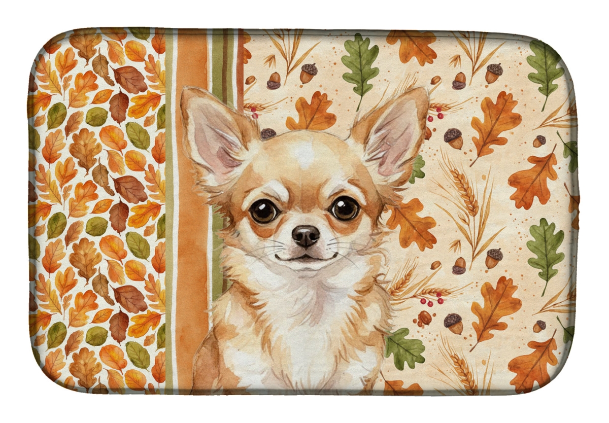 Picture of Carolines Treasures WDK7771DDM 21 x 14 in. Fawn Chihuahua Heirloom Fall Dish Drying Mat - Multi Color