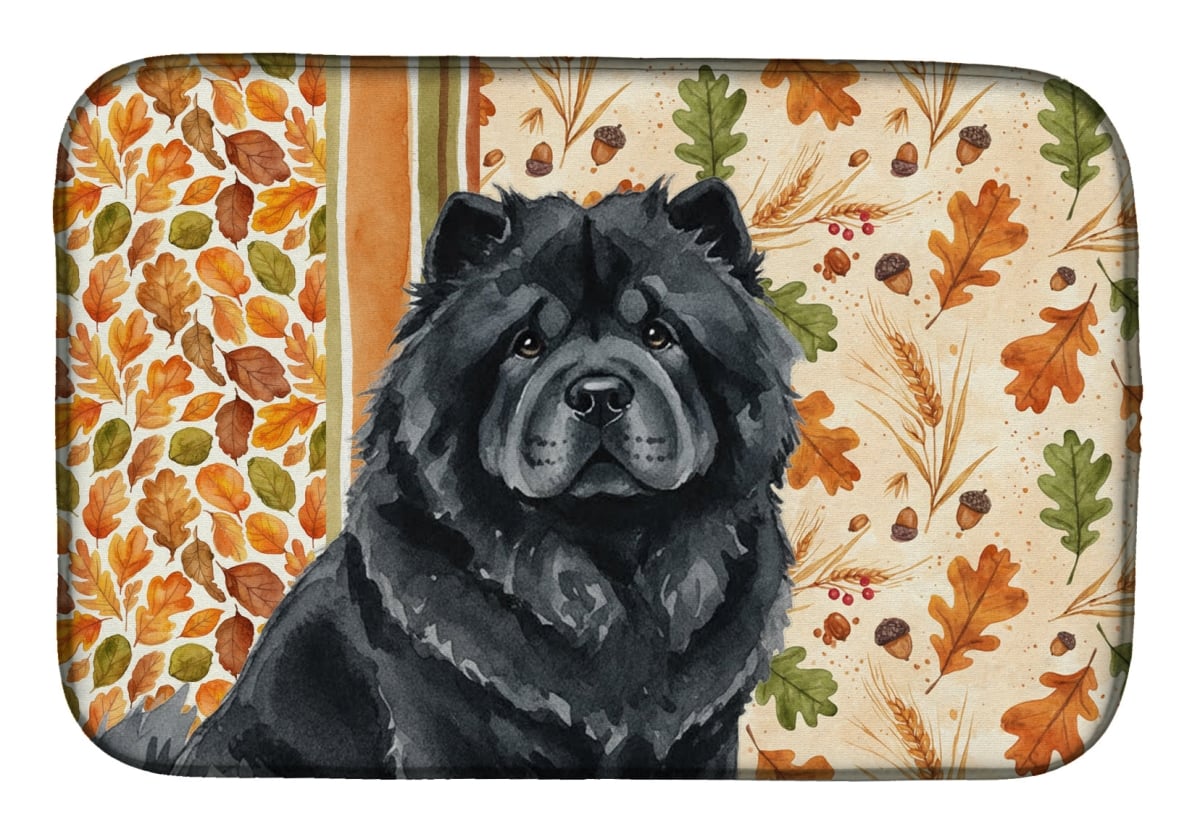Picture of Carolines Treasures WDK7777DDM 21 x 14 in. Black Chow-Chow Heirloom Fall Dish Drying Mat - Multi Color