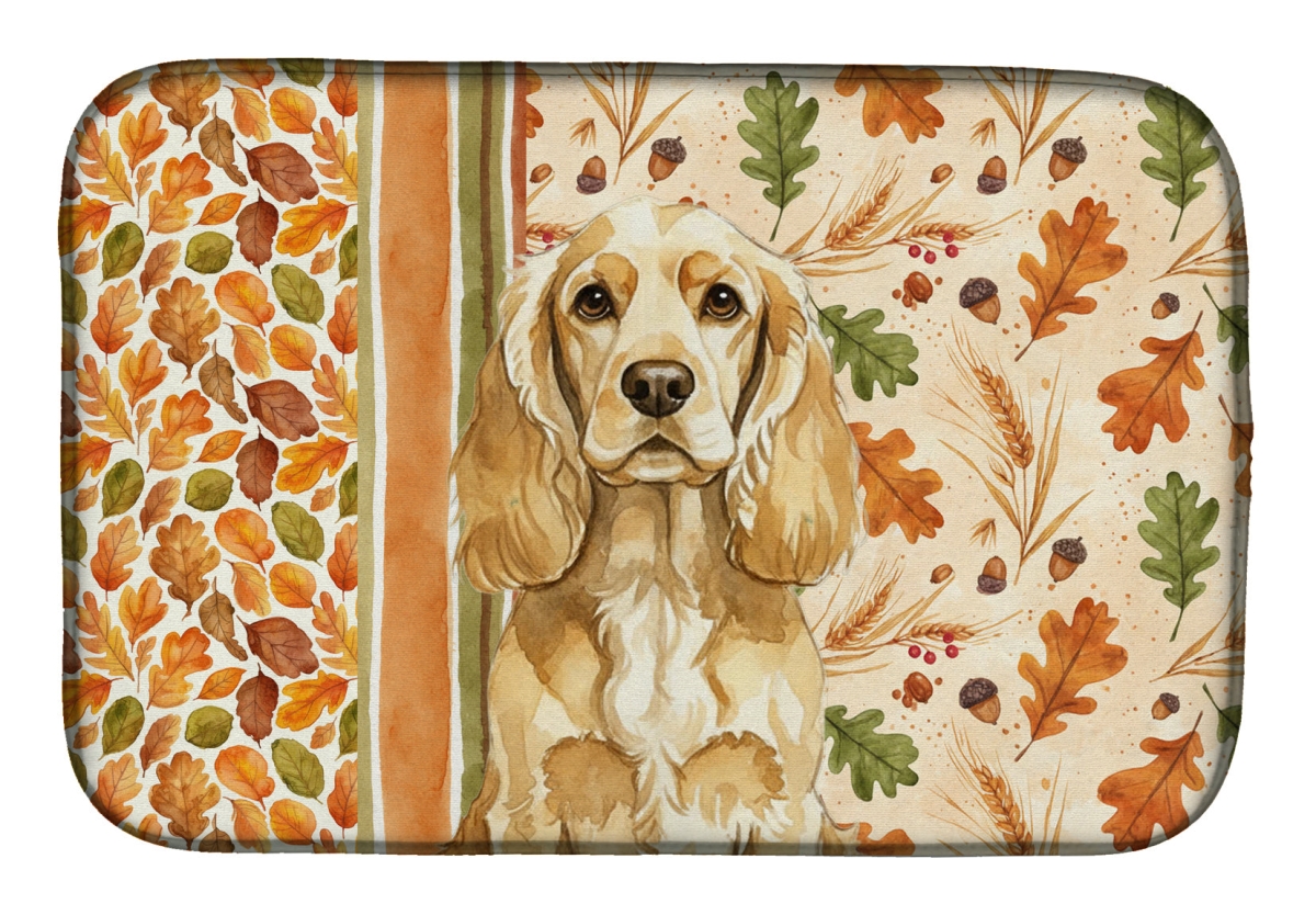 Picture of Carolines Treasures WDK7782DDM 21 x 14 in. Buff Cocker Spaniel Heirloom Fall Dish Drying Mat - Multi Color