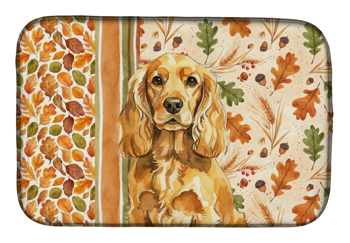 Picture of Carolines Treasures WDK7818DDM 21 x 14 in. Golden English Cocker Spaniel Heirloom Fall Dish Drying Mat - Multi Color