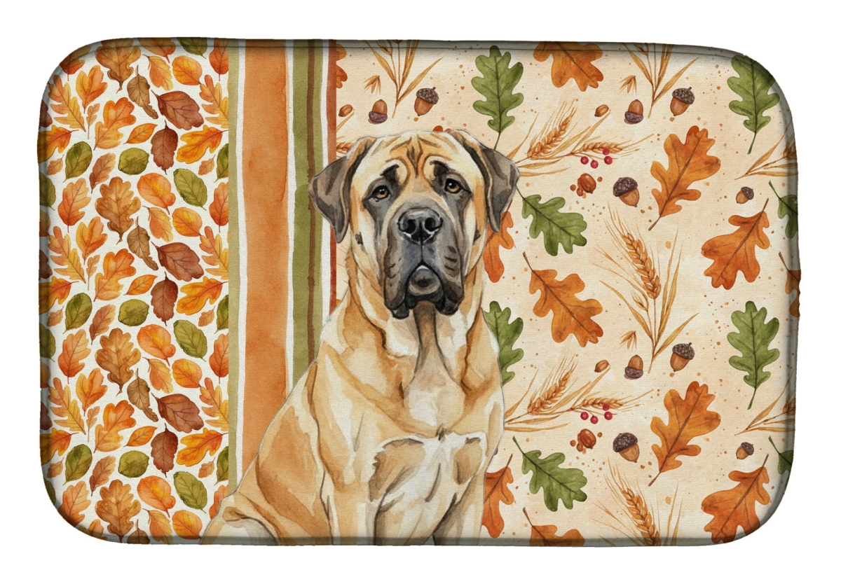Picture of Carolines Treasures WDK7826DDM 21 x 14 in. Fawn English Mastiff Heirloom Fall Dish Drying Mat - Multi Color