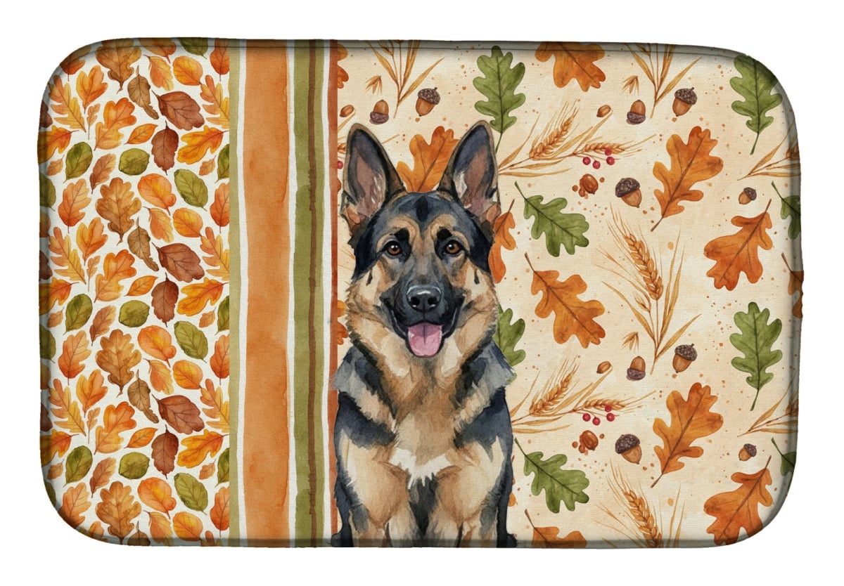 Picture of Carolines Treasures WDK7846DDM 21 x 14 in. German Shepherd Heirloom Fall Dish Drying Mat - Multi Color