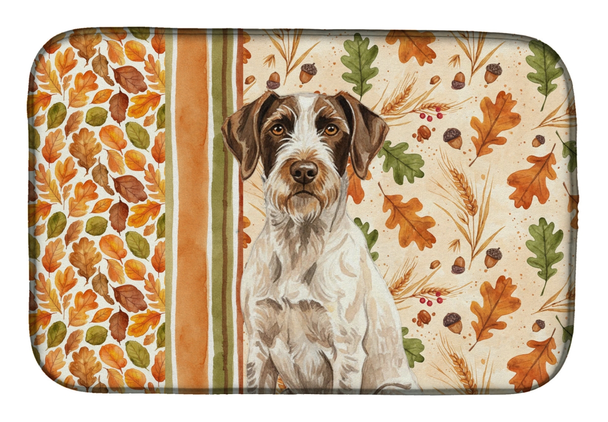 Picture of Carolines Treasures WDK7849DDM 21 x 14 in. Liver & White German Wirehaired Pointer Heirloom Fall Dish Drying Mat - Multi Color