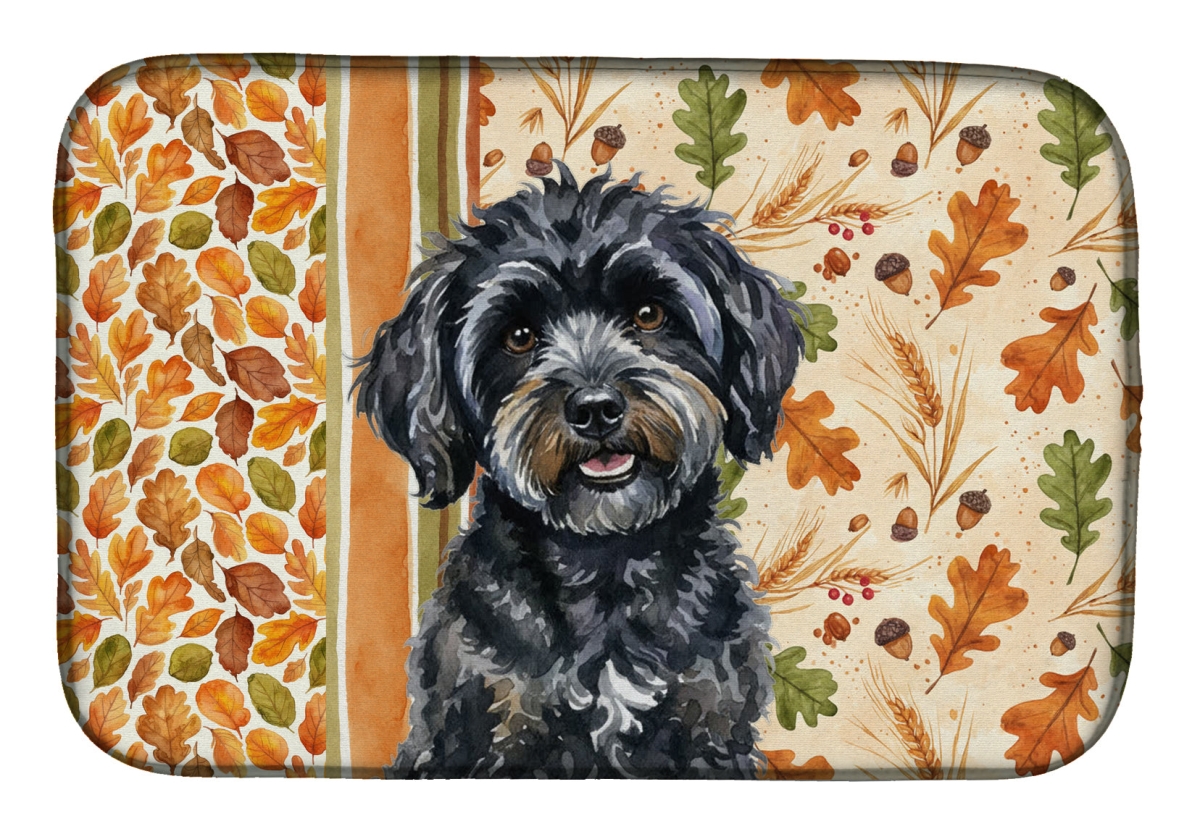 Picture of Carolines Treasures WDK7867DDM 21 x 14 in. Black Havanese Heirloom Fall Dish Drying Mat - Multi Color