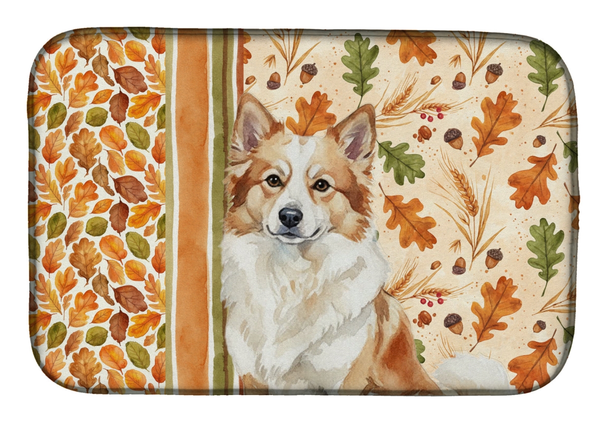 Picture of Carolines Treasures WDK7871DDM 21 x 14 in. Tan Icelandic Sheepdog Heirloom Fall Dish Drying Mat - Multi Color