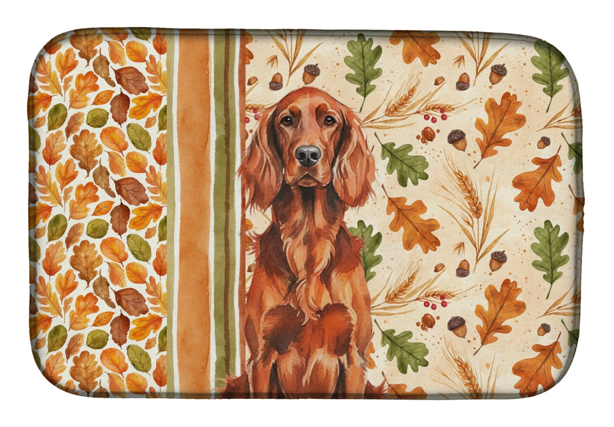Picture of Carolines Treasures WDK7872DDM 21 x 14 in. Irish Setter Heirloom Fall Dish Drying Mat - Multi Color