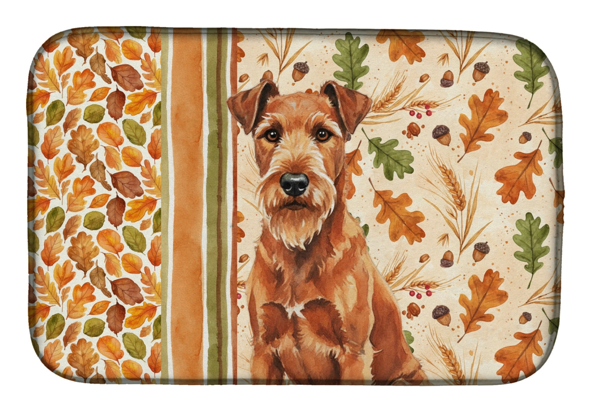 Picture of Carolines Treasures WDK7873DDM 21 x 14 in. Irish Terrier Heirloom Fall Dish Drying Mat - Multi Color