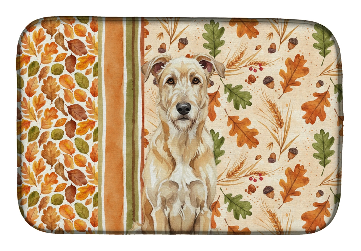 Picture of Carolines Treasures WDK7876DDM 21 x 14 in. Wheaten Irish Wolfhound Heirloom Fall Dish Drying Mat - Multi Color