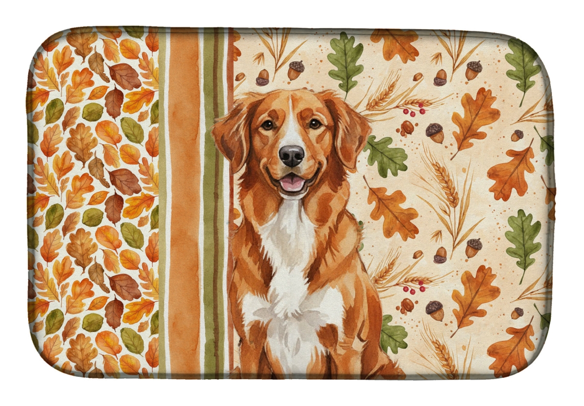 Picture of Carolines Treasures WDK7935DDM 21 x 14 in. Orange Nova Scotia Duck Tolling Retriever Heirloom Fall Dish Drying Mat - Multi Color