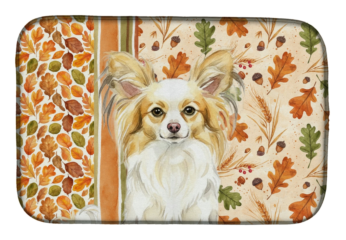 Picture of Carolines Treasures WDK7942DDM 21 x 14 in. Lemon & White Papillon Heirloom Fall Dish Drying Mat - Multi Color