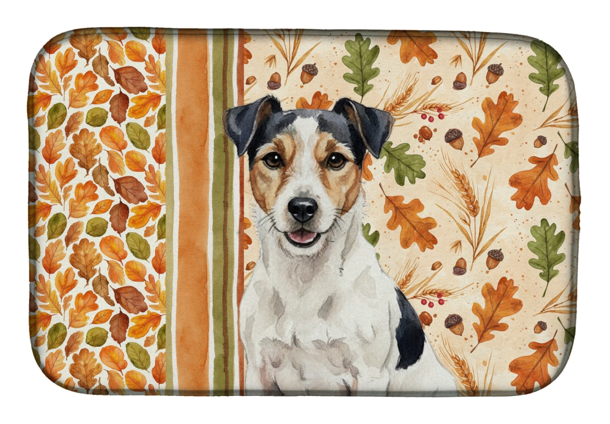 Picture of Carolines Treasures WDK7946DDM 21 x 14 in. Parson Russell Terrier Heirloom Fall Dish Drying Mat - Multi Color